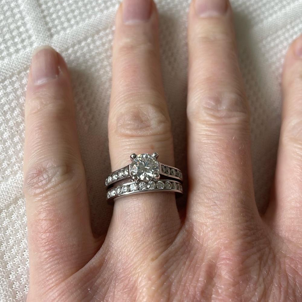 Sterling silver moissanite bridal set size 6
